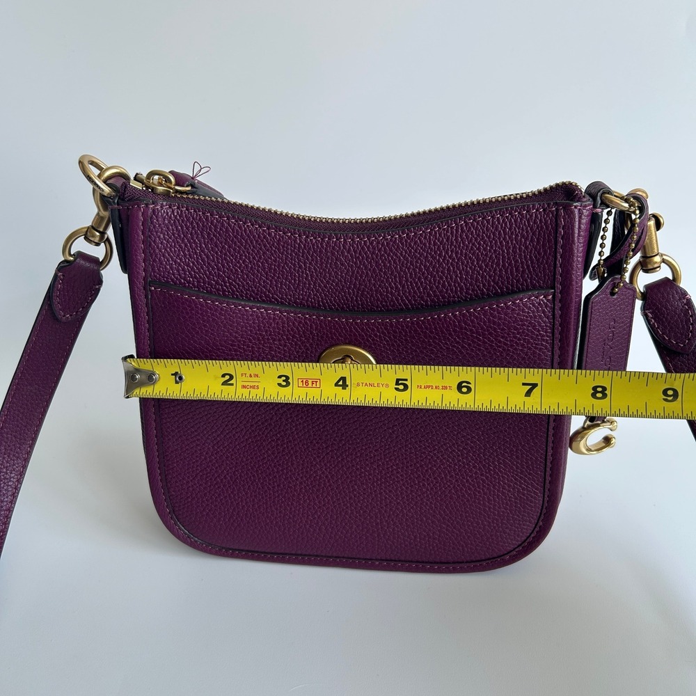 Coach Chaise Crossbody 19 Plum Pebble Leather Bag CC390 - Picture 7 of 9